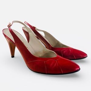 Vintage Maserati Red Leather Slingback Heels | Made in Italy